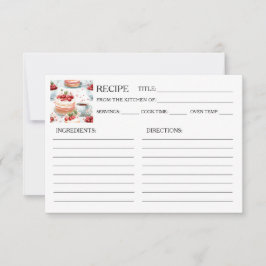 Tarjeta de receta para café y tarta de cerezo