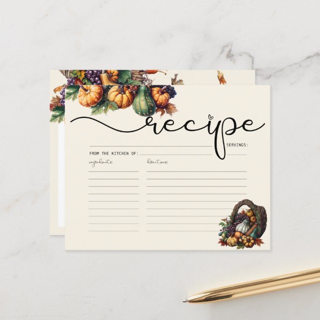 Tarjeta de receta para calabaza de agua Boho Bompk (Anverso/Reverso In Situ)