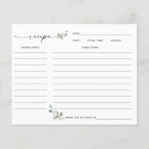 Tarjeta de Receta para Desayuno de Novia con Flore