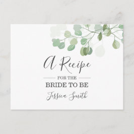 Tarjeta de receta para desayuno nupcial con eucali
