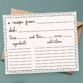 Tarjeta de receta para ducha con doodle para vieir