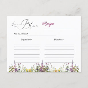 Tarjeta de receta para ducha con flores de flores