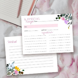 Tarjeta de receta para ducha de flores silvestres