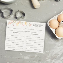 Tarjeta de receta para ducha de flores silvestres