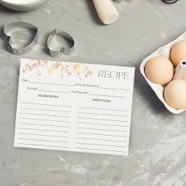 Tarjeta de receta para ducha de flores silvestres