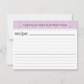 Tarjeta de receta para ducha de novia