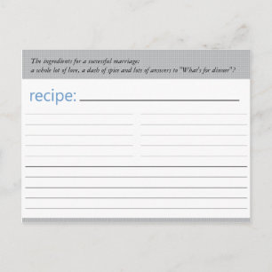 Tarjeta de receta para ducha de novia