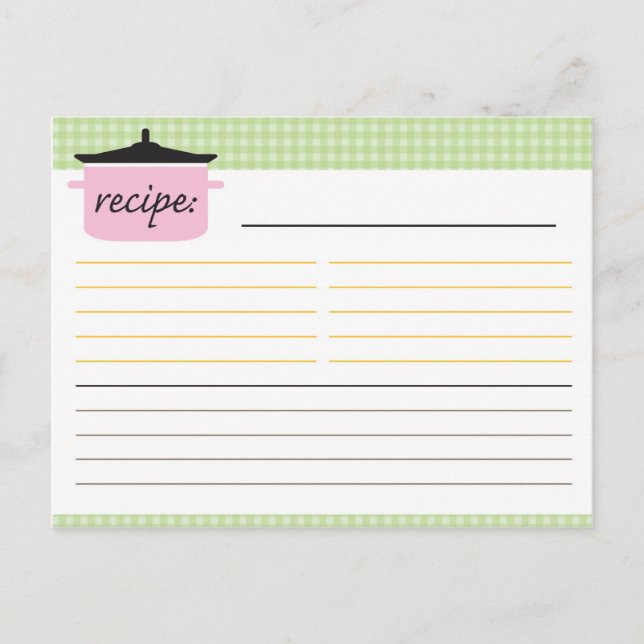 Tarjeta de receta para ducha de novia (Anverso)