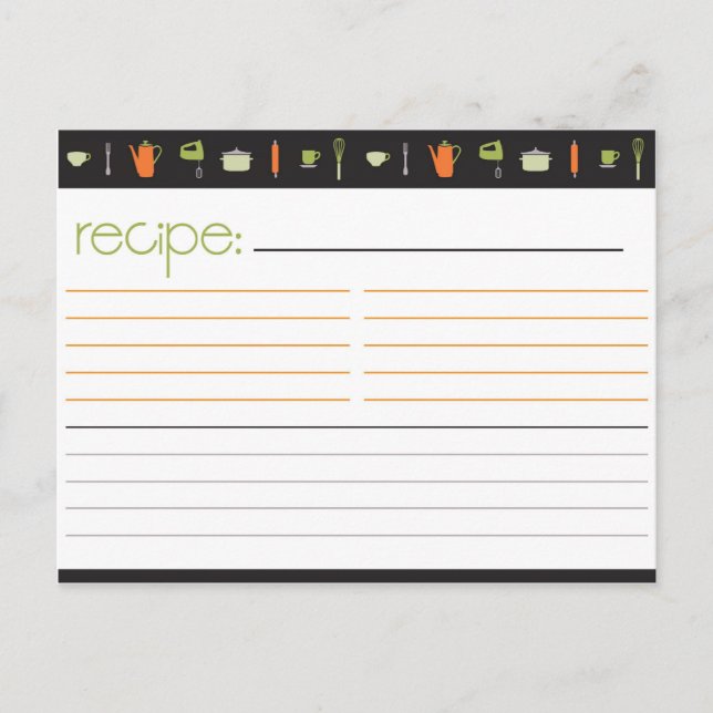 Tarjeta de receta para ducha de novia (Anverso)