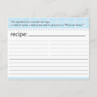 Tarjeta de receta para ducha de novia