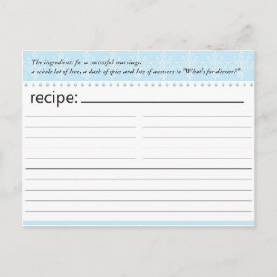 Tarjeta de receta para ducha de novia