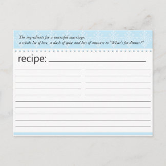 Tarjeta de receta para ducha de novia