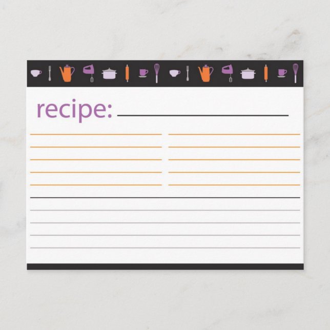 Tarjeta de receta para ducha de novia (Anverso)