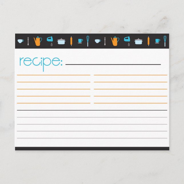 Tarjeta de receta para ducha de novia (Anverso)