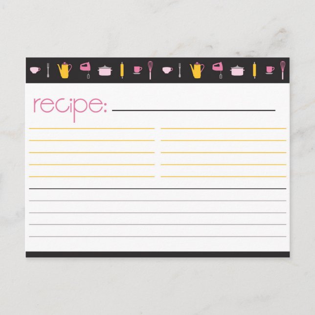 Tarjeta de receta para ducha de novia (Anverso)