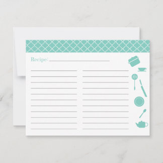 Tarjeta de receta para ducha de novia - Azul