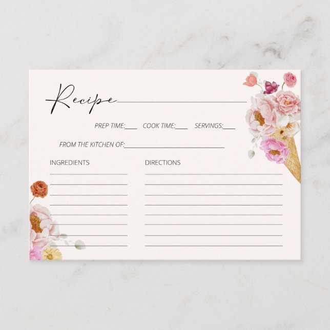 Tarjeta de receta para ducha de novia con crema de (Anverso)