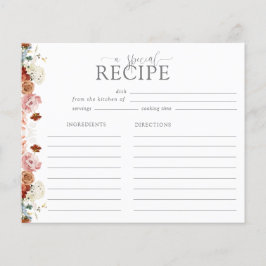 Tarjeta de receta para ducha de novia con flores d