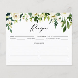 Tarjeta de receta para ducha de novia con flores d