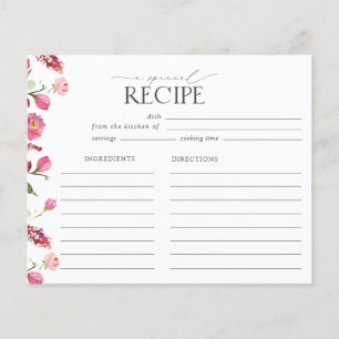 Tarjeta de receta para ducha de novia con flores d