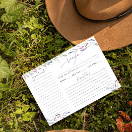 Tarjeta de receta para ducha de novia con flores d