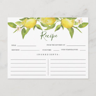 Tarjeta de receta para ducha de novia con flores d