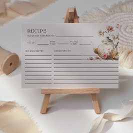 Tarjeta de receta para ducha de novia con flores s