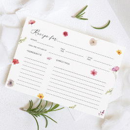 Tarjeta de receta para ducha de novia con flores s