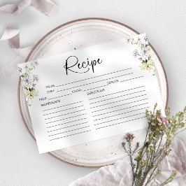Tarjeta de receta para ducha de novia con flores s