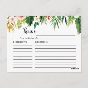 Tarjeta de receta para ducha de novia con hojas tr