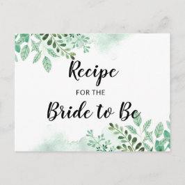 Tarjeta de receta para ducha de novia de follaje f