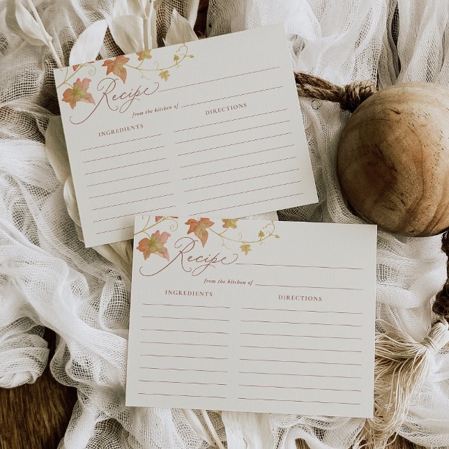 Tarjeta de receta para ducha de novia de hojas de  (Subido por el creador)