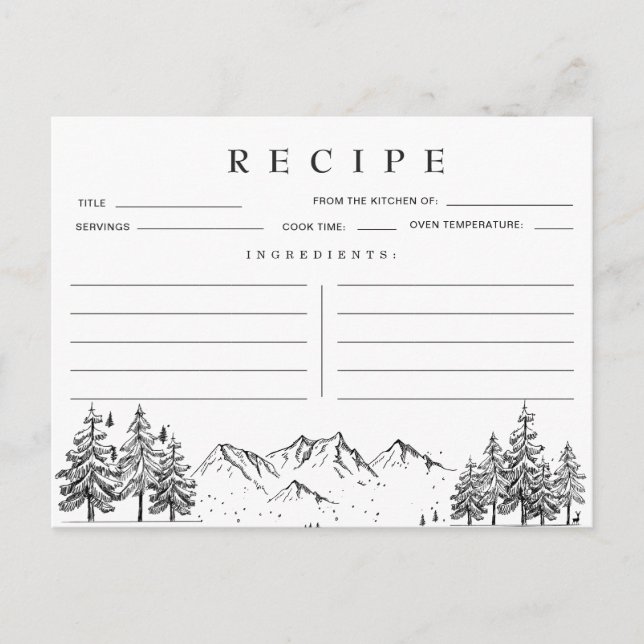 Tarjeta de receta para ducha de novia de las monta (Anverso)