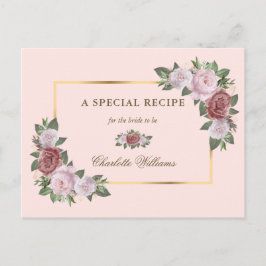 Tarjeta de receta para ducha de novia floral de or