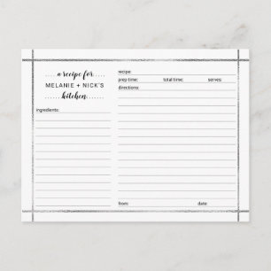 Tarjeta de receta para ducha de novia, marco plate