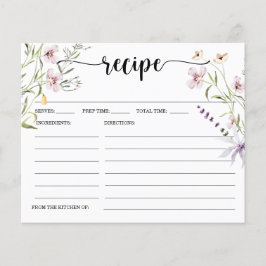 Tarjeta de receta para ducha de novia minimal con 