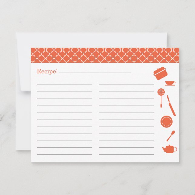 Tarjeta de receta para ducha de novia - Naranja (Anverso)