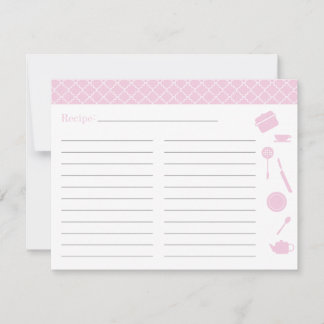Tarjeta de receta para ducha de novia - rosa