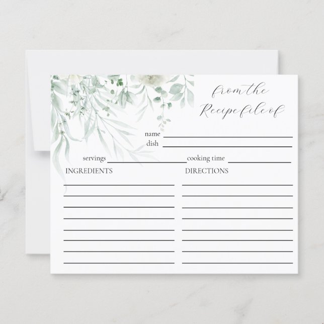 Tarjeta de receta para ducha de novia Sage Greener (Anverso)