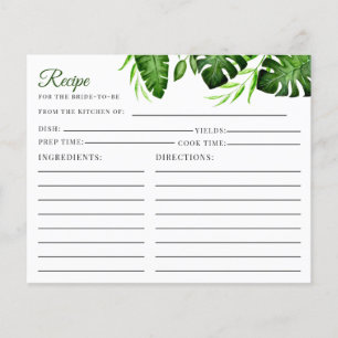 Tarjeta de receta para duchas de novias con hojas 