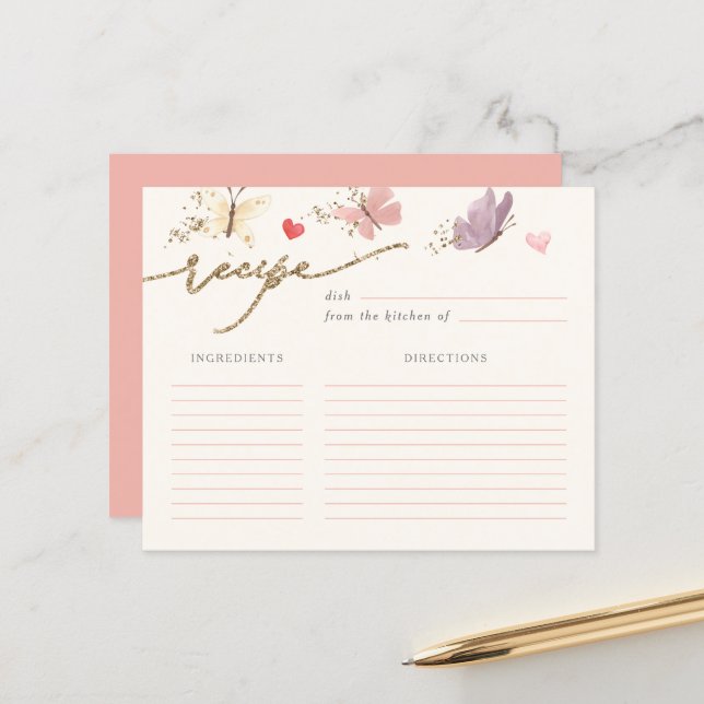 Tarjeta de receta para duchas de novias con maripo (Anverso/Reverso In Situ)