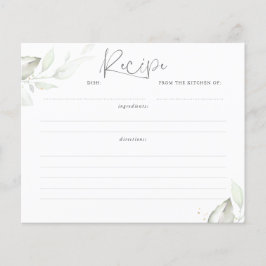 Tarjeta de receta para duchas de novias con verde 