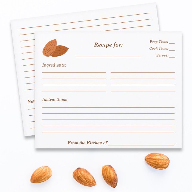 Tarjeta de receta para duchas nupales de almendra (Almond Recipe Card)