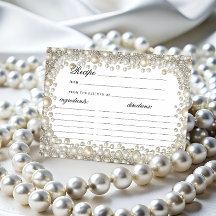 Tarjeta de receta para duchas nupales de diamantes