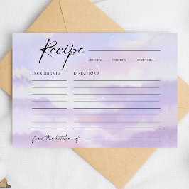 Tarjeta de receta para duchas nupciales en la nube