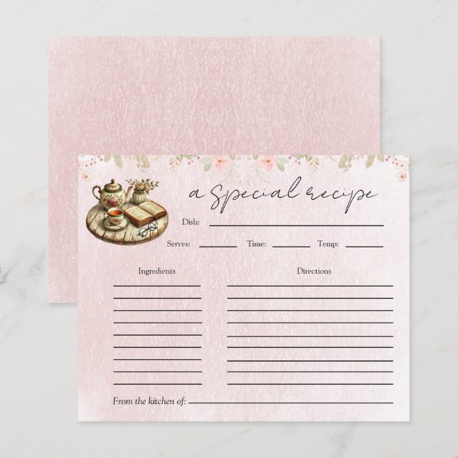 Tarjeta de receta para Fiesta de té de lluvia flor (Anverso / Reverso)