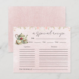 Tarjeta de receta para Fiesta de té de lluvia flor
