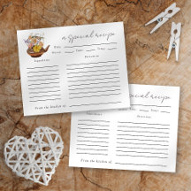 Tarjeta de receta para Fiesta de té de lluvia flor