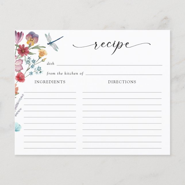 Tarjeta de receta para flores silvestres (Anverso)