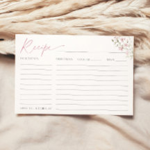 Tarjeta de receta para flores silvestres rosas de